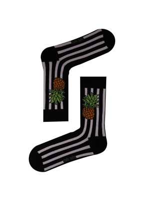 SİYAH SOKET ANANAS DESENLİ ÇİZGİLİ ÇORAP SİYAH SOKET ANANAS DESENLİ ÇİZGİLİ ÇORAP