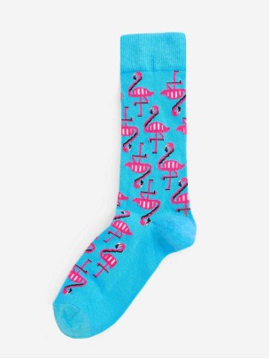 Flamingo Desenli Erkek Mavi Soket Çorap Flamingo Desenli Erkek Mavi Soket Çorap