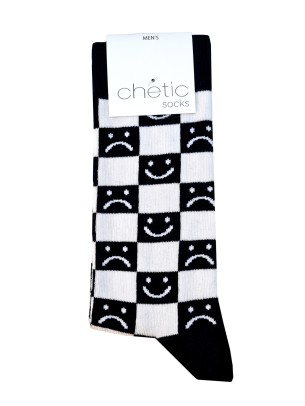 Mutlu-Mutsuz Emoji Damalı Erkek Soket Çorap Mutlu-Mutsuz Emoji Damalı Erkek Soket Çorap
