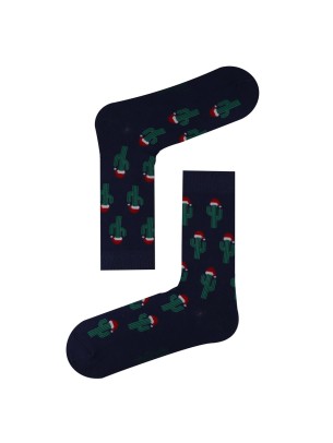 LACİVERT SOKET NOEL KAKTÜS DESENLİ ÇORAP LACİVERT SOKET NOEL KAKTÜS DESENLİ ÇORAP