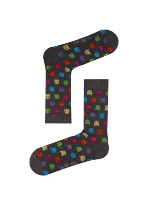 GRİ SOKET PACMAN MONSTER DESENLİ ÇORAP GRİ SOKET PACMAN MONSTER DESENLİ ÇORAP