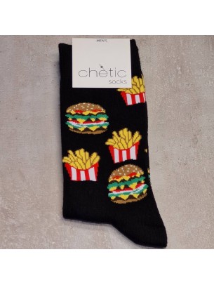 Siyah Hamburger Patates Desenli Soket Çorap Siyah Hamburger Patates Desenli Soket Çorap