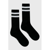 BLACK CREW TENNIS WHITE STRIPED SOCKS