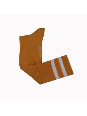SARI BEYAZ ŞERİTLİ DİZALTI ÇORAP
