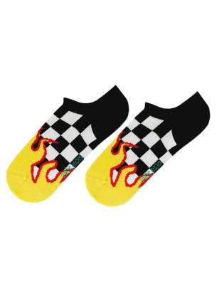 Alev ve Dama Desenli Siyah Sneaker Çorap