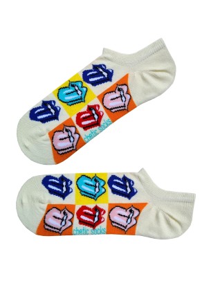 Dil Çıkaran Emojili Krem Sneaker Patik Çorap Dil Çıkaran Emojili Krem Sneaker Patik Çorap