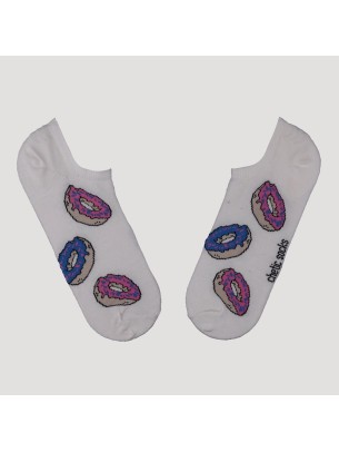 Krem Donut Desenli Renkli Sneaker Çorap Krem Donut Desenli Renkli Sneaker Çorap