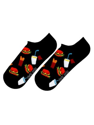 Fast Food Desenli Siyah Sneaker Çorap Fast Food Desenli Siyah Sneaker Çorap