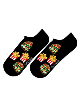 Hamburger Patates Desenli Siyah Sneaker Çorap Hamburger Patates Desenli Siyah Sneaker Çorap