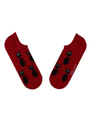 KIRMIZI SNEAKER KARA KEDİ DESENLİ ÇORAP KIRMIZI SNEAKER KARA KEDİ DESENLİ ÇORAP
