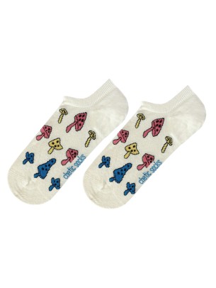 Mushroom Pattern Cream Sneaker Socks Mushroom Pattern Cream Sneaker Socks