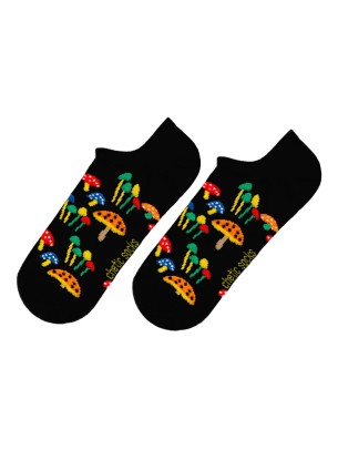 Mushroom Pattern Black Sneaker Socks Mushroom Pattern Black Sneaker Socks
