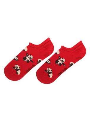 Panda Desenli Kırmızı Sneaker Çorap Panda Desenli Kırmızı Sneaker Çorap