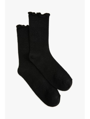 Ruffle Black Women Crew Socks Ruffle Black Women Crew Socks