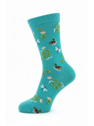 Duck Patterned Green Women Socks Duck Patterned Green Women Socks