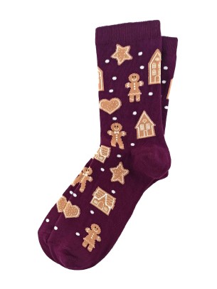 Gingerbread Desenli Bordo Yılbaşı Temalı Çorap Gingerbread Desenli Bordo Yılbaşı Temalı Çorap