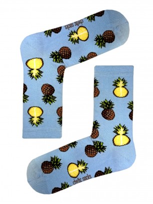 Pineapple Blue Crew Socks