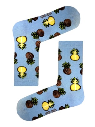 Ananas Desenli Mavi Soket Çorap Ananas Desenli Mavi Soket Çorap