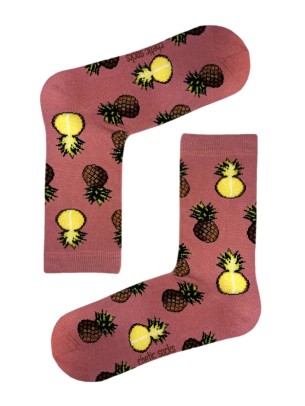 Ananas Desenli Pembe Soket Çorap Ananas Desenli Pembe Soket Çorap