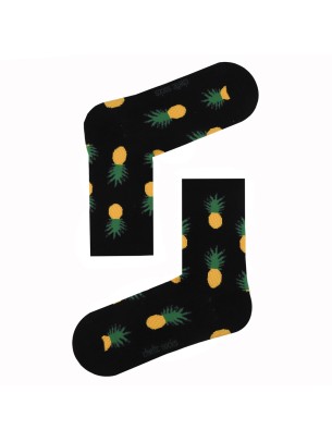 Siyah Ananas Desenli Renkli Soket Çorap Siyah Ananas Desenli Renkli Soket Çorap