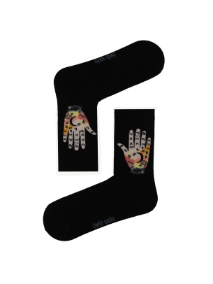 SİYAH SOKET ASTROLOJİ EL FALI DESENLİ ÇORAP SİYAH SOKET ASTROLOJİ EL FALI DESENLİ ÇORAP
