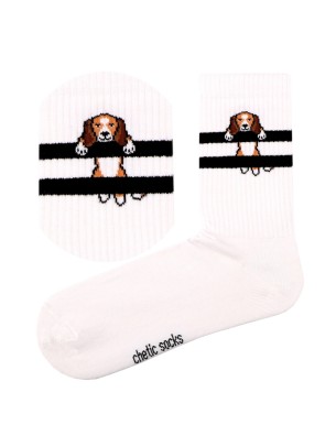 Beyaz Soket Tenis Beagle Köpekli Çorap Beyaz Soket Tenis Beagle Köpekli Çorap