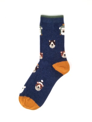 Bobbi Bear Pattern Blue Women Socks Bobbi Bear Pattern Blue Women Socks