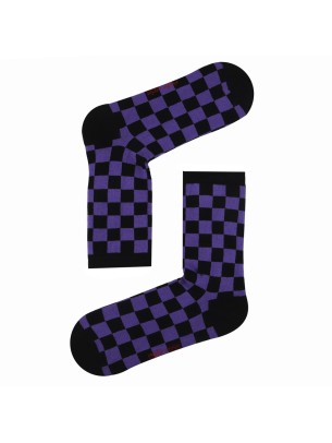 BLACK CREW PURPLE CHECKERED SOCKS BLACK CREW PURPLE CHECKERED SOCKS