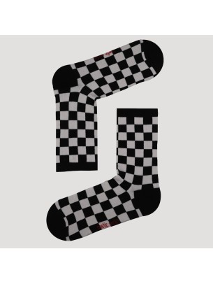 BLACK CREW WHITE CHECKERED SOCKS BLACK CREW WHITE CHECKERED SOCKS