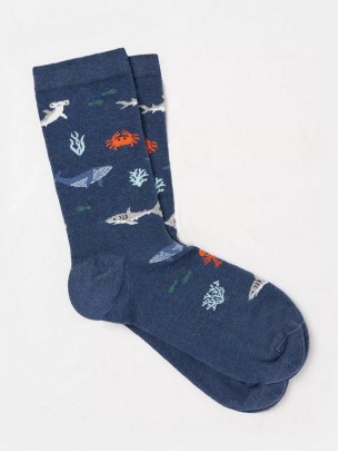Under The Sea Pattern Blue Women Socks Under The Sea Pattern Blue Women Socks