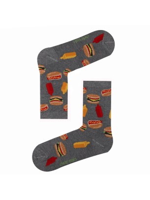 Gri Soket Fast Food Desenli Çorap Gri Soket Fast Food Desenli Çorap