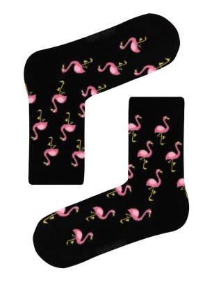 Siyah Soket Flamingo Desenli Çorap Siyah Soket Flamingo Desenli Çorap