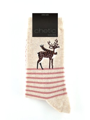 Deer Pattern Beige Women Socks Deer Pattern Beige Women Socks