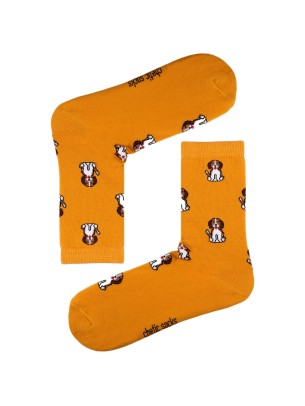 Hardal Soket Beagle Köpekli Çorap Hardal Soket Beagle Köpekli Çorap