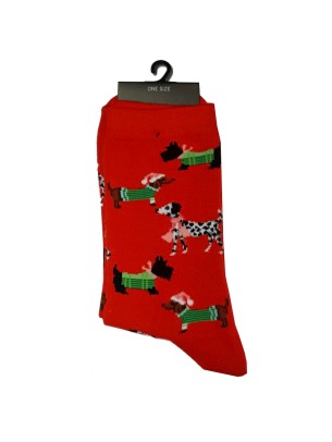 Kırmızı Soket Noel Köpek Desenli Çorap Kırmızı Soket Noel Köpek Desenli Çorap
