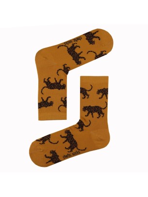 SARI SOKET LEOPAR DESENLİ ÇORAP