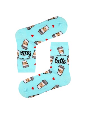 Mavi Soket Latte Desenli Çorap Mavi Soket Latte Desenli Çorap