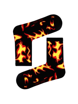 Siyah Soket Alev Desenli Renkli Çorap Siyah Soket Alev Desenli Renkli Çorap