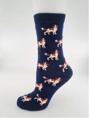 Spaniel Dog Pattern Navy Women Socks Spaniel Dog Pattern Navy Women Socks