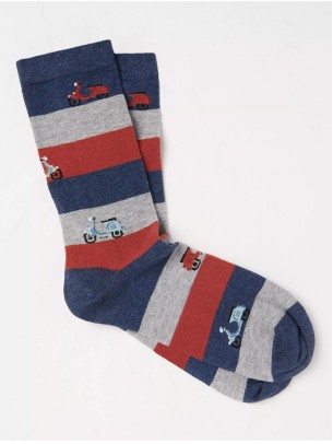 Vespa Moped Motosiklet Desenli Çizgili Kadın Çorap Vespa Moped Motosiklet Desenli Çizgili Kadın Çorap