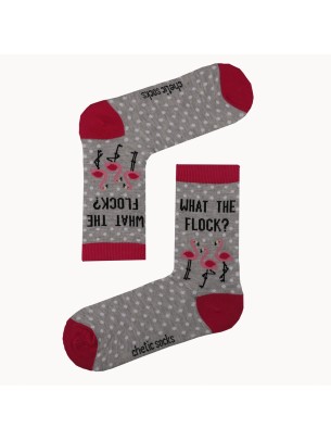 GRİ SOKET WHAT THE FLOCK FLAMİNGO DESENLİ ÇORAP GRİ SOKET WHAT THE FLOCK FLAMİNGO DESENLİ ÇORAP