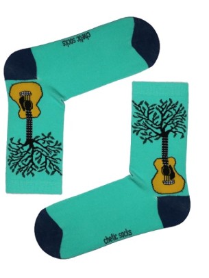 Yeşil Soket Gitarlı Ağaç Desenli Çorap Yeşil Soket Gitarlı Ağaç Desenli Çorap