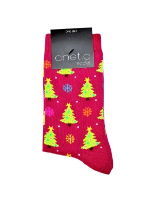 Pink Crew Christmas Tree Socks Pink Crew Christmas Tree Socks
