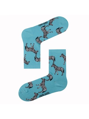 TURQUOISE CREW ZEBRA PATTERN SOCKS TURQUOISE CREW ZEBRA PATTERN SOCKS